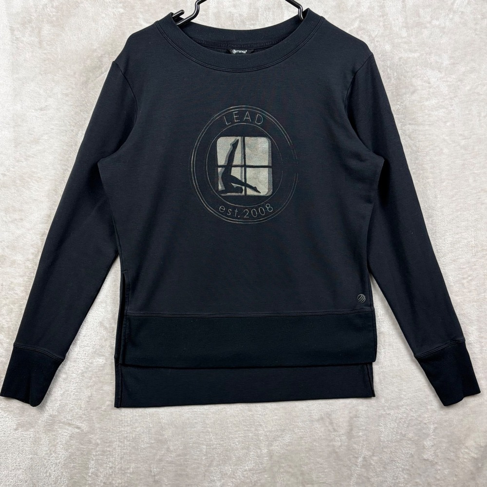 MPG Sport Women's Size M Black Graphic Pullover Sweatshirt High Low Athleisure